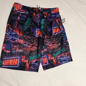 Men’s Size M Vibrant Neon Print‎ Board Shorts By Fresh Prints of Bel Air NEW
